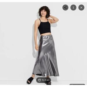 Wild Fable Silver Metallic Maxi Skirt - XS - New